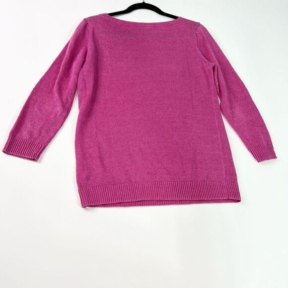 Talbots Sweater Womens Small Linen Open Knit 3/4 Sleeve Pink Lightweight - Picture 7 of 8